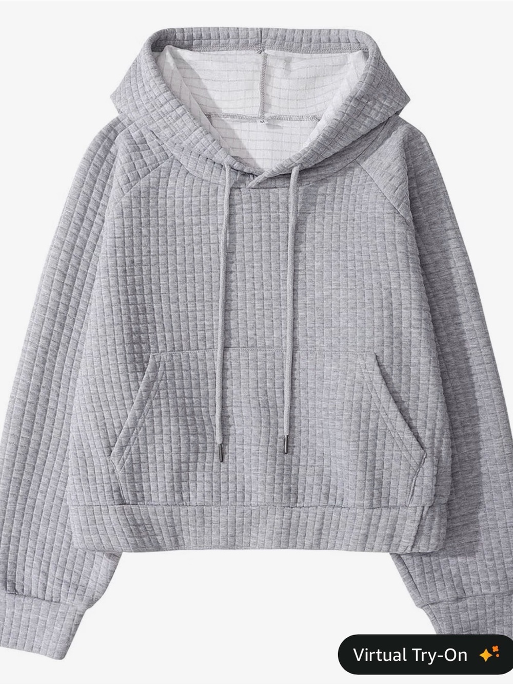 Quilted Gray Cropped Hoodie